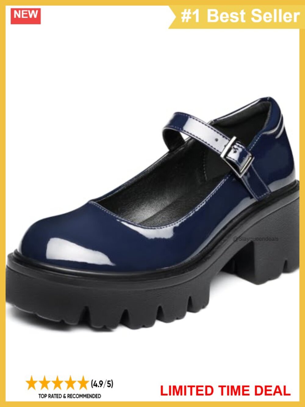 Platform Mary Jane Shoes Chunky Round Toe Dress Pump
